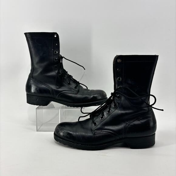Vintage 1972 Genesco Mens Size 9 Black Tactical Leather Lace-Up Combat Military main image 8